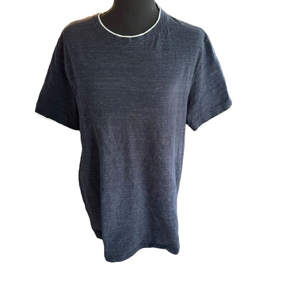 Cactus Man Ricky Singh Men’s Shirt Ribbed Stripped NAVY BLUE Size XL‎